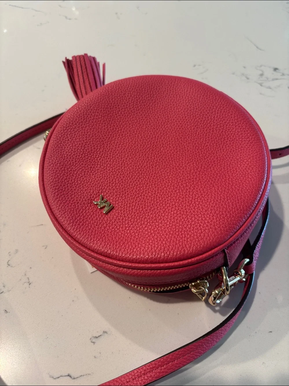 NWOT Michael Kors Coral Pink Round Crossbody Bag with Tassel
